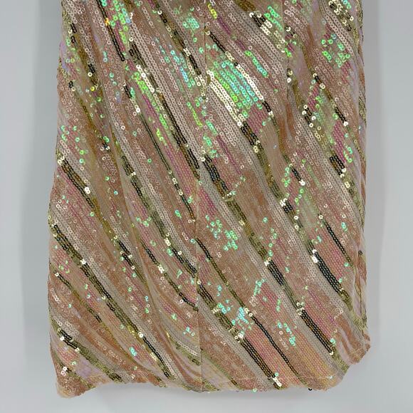 superdown | NWT Cicely Mini Dress in Sequin Multi Cream Pastel Iridescent L - Picture 12 of 14